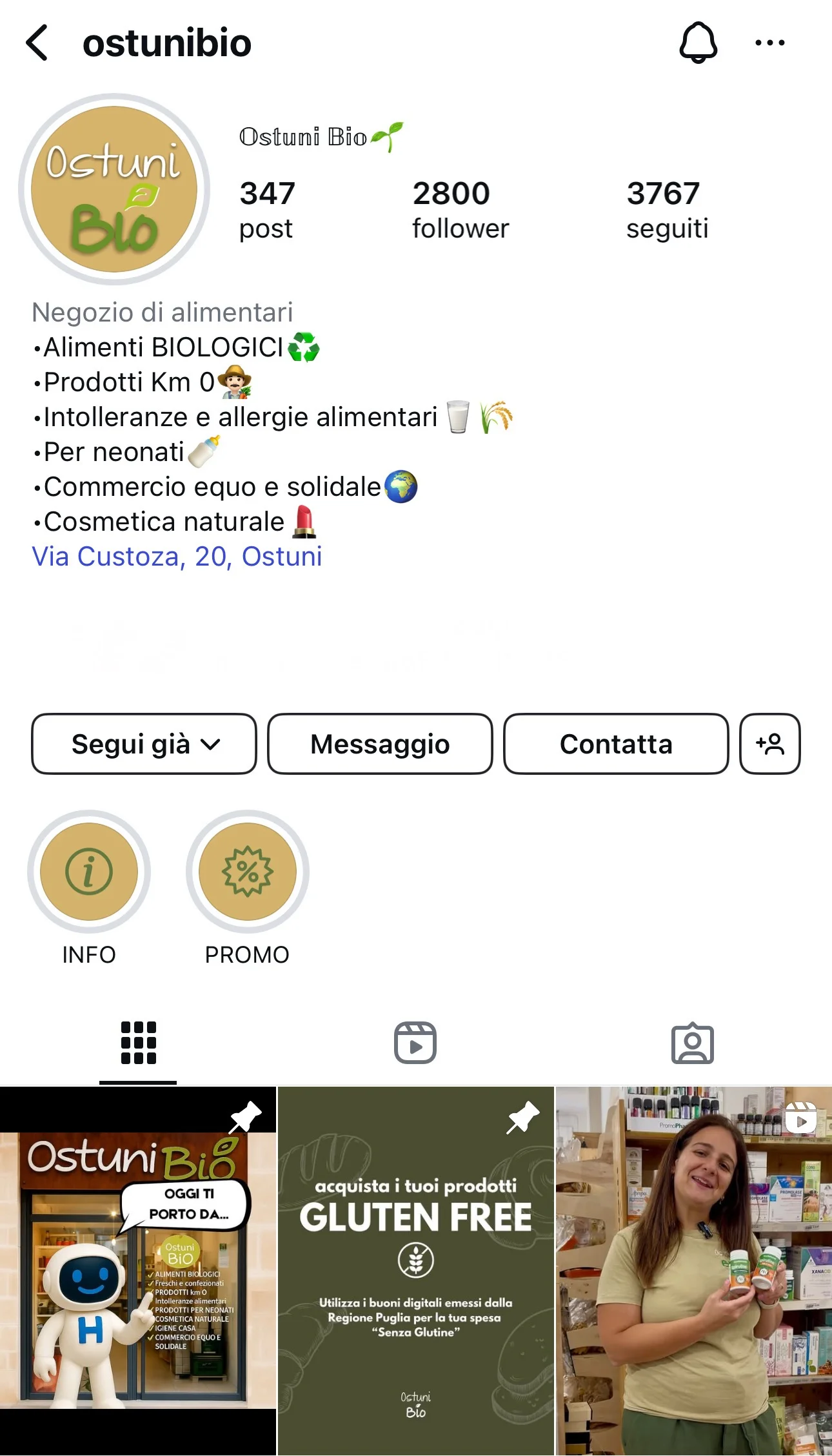 Feed Instagram Ostuni Bio - Contenuto 1